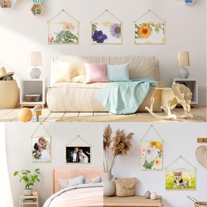 Bán Hot Vàng rõ ràng ngang và dọc ép Khung Hoa với chuỗi Brass đôi kính trong suốt nổi khung ảnh - Product Image 5