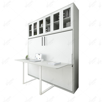 Étude personnalisée Lit escamotable renforcé avec intégration de bureau invisible Bibliothèque finie Armoire