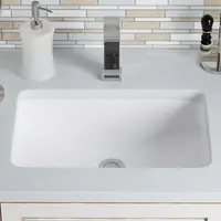 Lavandino da bagno sottopiano rettangolare in ceramica bianca cinese con troppopieno