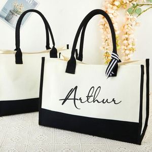Sac fourre-tout personnalisé en coton réutilisable, brodé, pour enterrement de vie de jeune fille, mariage, plage, demoiselles d'honneur, automne, été, voyage, portable - Product Image 4