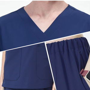 ชุดยูนิฟอร์มแพทย์คอวีสำหรับผู้ชาย เนื้อผ้านุ่ม แห้งเร็ว ชุดสครับพยาบาล ชุดสครับสำหรับห้องปฏิบัติการทันตกรรม โพลีเอสเตอร์ผสมสแปนเด็กซ์ - Product Image 4