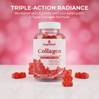 Gummies de collagène Aegelwell OEM ODM avec biotine et multivitamines, saveur fraise, favorisent la santé des cheveux, de la peau, des ongles et des articulations