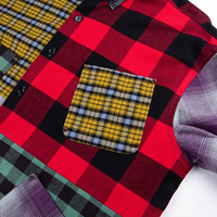 Direkt vom Hersteller Maßgefertigte OEM Herren Langarm Designer Baumwoll-Flanellhemden Mehrfarbige Patchwork-Ketten-Stickerei Streetwear