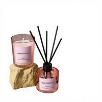 Ensemble cadeau de bougie en cire de soja aromathérapeutique de luxe et de diffuseur de roseaux avec logo personnalisé, fait à la main, écologique, décoration d'intérieur