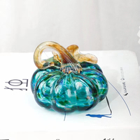 Ornement de citrouille en verre de style Murano fait main pour Halloween, Thanksgiving, décoration d'automne, cadeau coloré pour la récolte d'automne