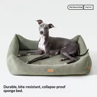 Cama de Lujo para Perros, Tamaño XL, con Patrón Sólido, Transpirable, Desmontable, Lavable, de Esponja y Lino, para las Cuatro Estaciones
