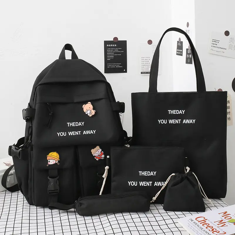 Bagsplaza New Fashion Trend High Quality Girl Backpack Cute College 5-Piece Set Girl Backpack School Bag Student Backpack Set