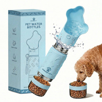 Bouteille d'eau pour chien Everich 2 en 1 portable, 14 oz, écologique, anti-fuite, en acier inoxydable, pour intérieur/extérieur, avec bols