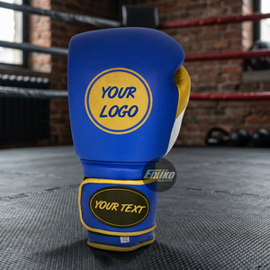 Gants de boxe en cuir à doigts entiers avec lacets, gants d'entraînement bleus, blancs, jaunes, couleurs personnalisées disponibles, gants de boxe - Product Image 2