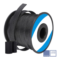 Gacent Manchon de câble tressé extensible noir et bleu en PET avec kit de gaines thermorétractables pour la gestion des câbles