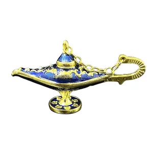 Metal Supplier Blue Small Aladdin Lamp Zinc Alloy Material Unique Metal Crafts Genie Lamp Souvenirs Gift