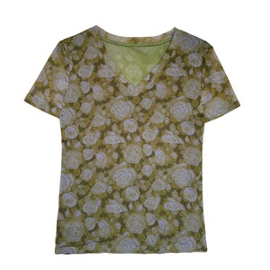 2026 High-stretch Mesh-print Short-sleeve V-neck Slimming Chic Top Trendy, Real-shot Photos - Product Image 5