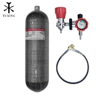 Bouteille de plongée sous-marine TUXING haute pression 6,8 L 4500 Psi 30 MPa 300 bars entièrement enveloppée en fibre de carbone composite avec régulateur de valve et manomètre