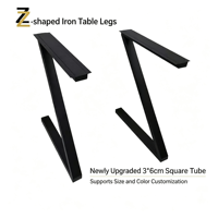 Nouvelles Pieds de Table en Fer en Forme de Z Modernes et Améliorés, Tube Carré Robuste 3*6cm, Personnalisables pour Table à Manger et Salon