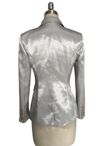Chaqueta fina de plata con personalidad para <span class=keywords><strong>mujer</strong></span>, <span class=keywords><strong>blazer</strong></span> informal retro clásico - Product Image 2