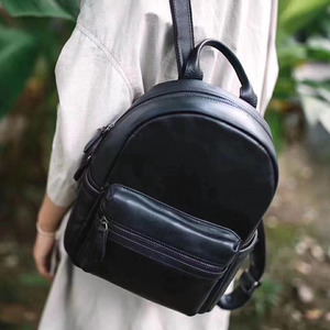 <b>Small</b> Genuine <b>Leather</b> <b>Backpack</b> For Women Lightweight Summer 2024 Everyday Use With Zipper Closure And Interior Pocket - Product Image 3