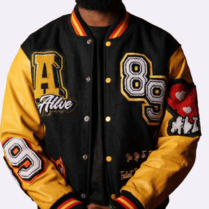 Wholesale Custom Chenille Embroidery Plain Men's <b>Jackets</b> Wool Bomber College <b>Patchwork</b> Letterman Varsity <b>Jacket</b> winter <b>jacket</b> - Product Image 2