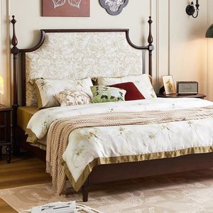 American Retro Solid Wood High <b>Box</b> Storage <b>Double</b> <b>Bed</b> 1.8m Vintage Style Master Bedroom Furniture - Product Image 2