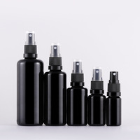 En stock vide noir 10ml 15ml 30ml 50ml 100ml 200ml épaule plate noir violet verre sérum huile flacon compte-gouttes