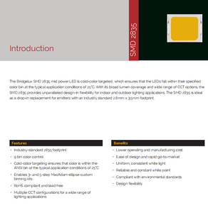 Bridgelux ชิป BXEN-30E-21M-3DA 3V 0.5W SMD 2835 Ra80สีขาวอบอุ่น - Product Image 2