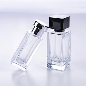 Flacon de parfum vide carré de 30ml 50ml 100ml avec logo personnalisé avec boîte flacon de parfum en verre