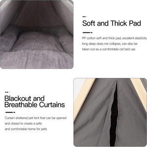 Cama <span class=keywords><strong>Tipi</strong></span> <span class=keywords><strong>para</strong></span> <span class=keywords><strong>Gatos</strong></span> Extraíble y Lavable, <span class=keywords><strong>Casa</strong></span> de Juegos Interior <span class=keywords><strong>para</strong></span> Mascotas con Cojín Grueso y Grande, Cama Tipo Tienda <span class=keywords><strong>para</strong></span> Mascotas - Product Image 4
