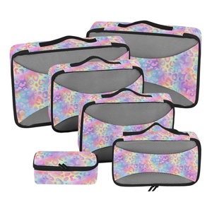Nouveauté : Ensemble de 6 sacs de compression pour vêtements de voyage, motif guépard arc-en-ciel, avec fermeture éclair, pour bagages - Product Image 1