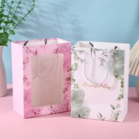 Tas Kertas Kustom Ivory Board High-End, Tas Bunga Segar Persegi Kreatif, Hadiah Ulang Tahun Liburan, Sablon
