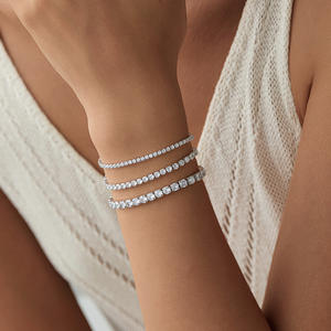 Cadena de tenis y anillo delicado de plata de ley 925 chapada en oro con circonita cúbica, estilo Hip Hop Bling, joyería de regalo - Product Image 2