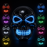 Masque LED Lumineux d'Horreur pour Cosplay d'Halloween, Vente en Gros, 10 Couleurs au Choix, Masque Lumineux pour Fête
