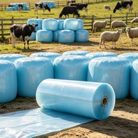 Film d'ensilage bleu, fabricant de film étirable pour balles agricoles, usine de film d'emballage, vente en gros, taille personnalisée