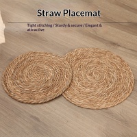 Nouveaux sets de table ronds en paille tressée faits à la main, dessous de plat isolants pour tasses et bols, tapis de décoration de table en gros