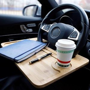 Wholesale Bamboo <b>Car</b> Steering Wheel Laptop Stand Multifunctional Computer Tray Desk Portable <b>Car</b> Dining Tray and Storage Rack - Product Image 2
