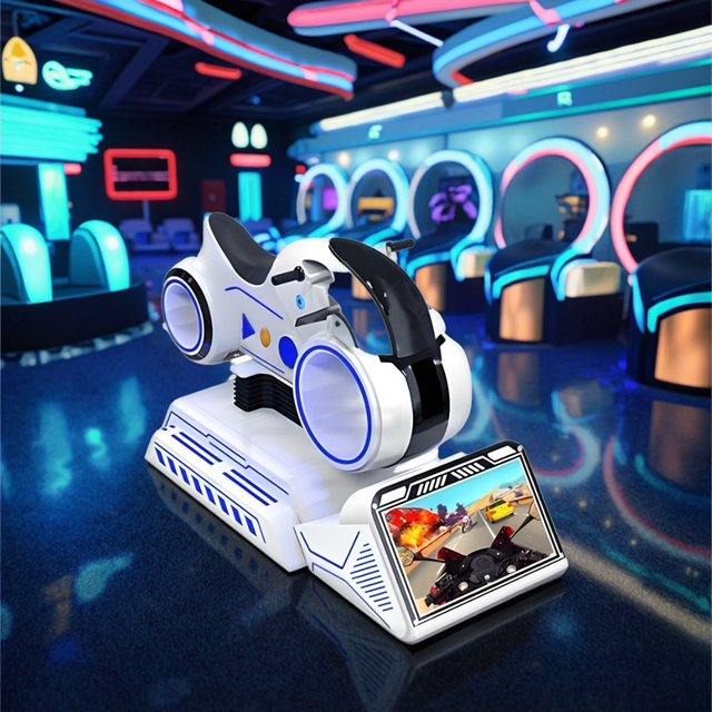 VR Racing Motorcycle 9D Arcade Game 1 Player Indoor/Outdoor Metal Plastic Commercial Simulator Machine 700W I5 Computer 6 Games