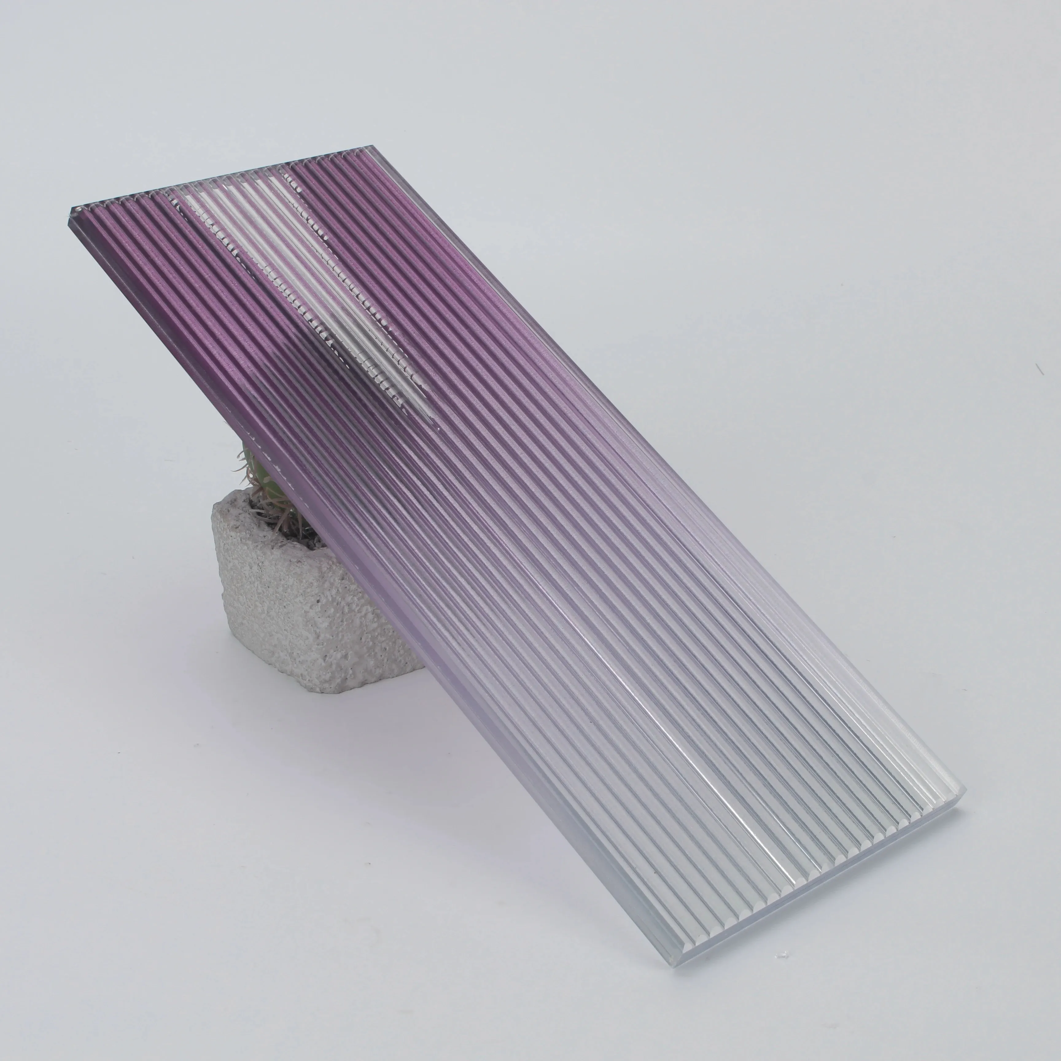 bathroom door Best Price 3mm 6mm 10mm Pressed Fluted Ribbed Pattern Glass purple Colored gradient Glass