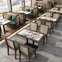 Ensemble de mobilier moderne en cuir pour hôtel, café, restaurant, avec bancs, banquettes, tables et chaises en marbre blanc de luxe