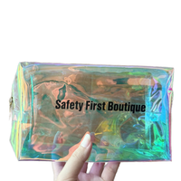 Holographique plaine maquillage pvc sac irisé cosmétique trousse de toilette étanche Portable maigre paillettes porte-crayon sac à main