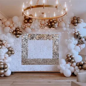 Bóng Màu Xanh Trang Trí Đám Cưới Vàng Màu Hồng 2023 Hot Bán Ngoài Trời Paneles 3D Bảng Điều Chỉnh Backdrop Sequin Ánh Hồng Tường