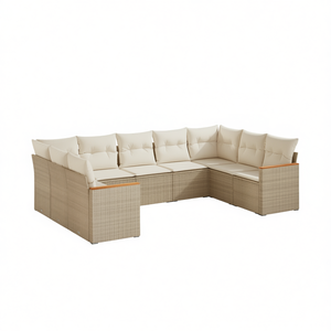 Ensemble de canapés de jardin en rotin beige, mobilier d'extérieur avec coussins imperméables, design contemporain - Product Image 1