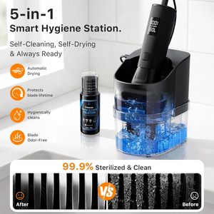 Rasoir <span class=keywords><strong>électrique</strong></span> pour hommes - Kit rasoir à grille Trimcoo à 5 lames |   Doux pour les peaux sensibles |   Centre de toilettage autonettoyant, cadeau idéal pour les soins de beauté - Product Image 2