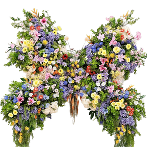 Monet jardín estilo elegante Floral ventana puerta <span class=keywords><strong>cabeza</strong></span> decoración grande púrpura azul mariposa Fondo flores simuladas para la belleza - Product Image 6