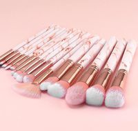 Lot de Pinceaux de Maquillage Roses à Prix de Gros, Set Professionnel de Pinceaux Maquillage Effet Marbre pour Fond de Teint et Poudre