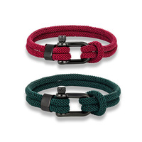 Offre Spéciale Double Couche Milan Corde Loisirs En Plein Air Bracelets PVD Noir En Acier Inoxydable En Forme De U Manille Fermoir Bracelet Hommes Bijoux