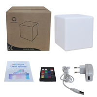 Tabouret cube LED étanche IP65 40 cm, rechargeable, lumineux RGB, table carrée pour extérieur, jardin, resort, boîte de nuit, mobilier LED