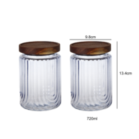 Récipient en verre multi-usages pour le stockage des aliments dans la cuisine, pot de stockage en verre à motif en U, idéal pour le stockage des épices et plus encore