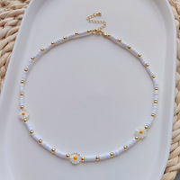 Collier sportif arc-en-ciel en poterie douce avec perles d'imitation coquillage naturel, chaîne en bambou ornée de diamants et boule, pour femme, style européen