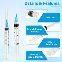 Seringue vétérinaire jetable 2,5 ml avec aiguille de sécurité pour usage animal avec embout Luer Lock