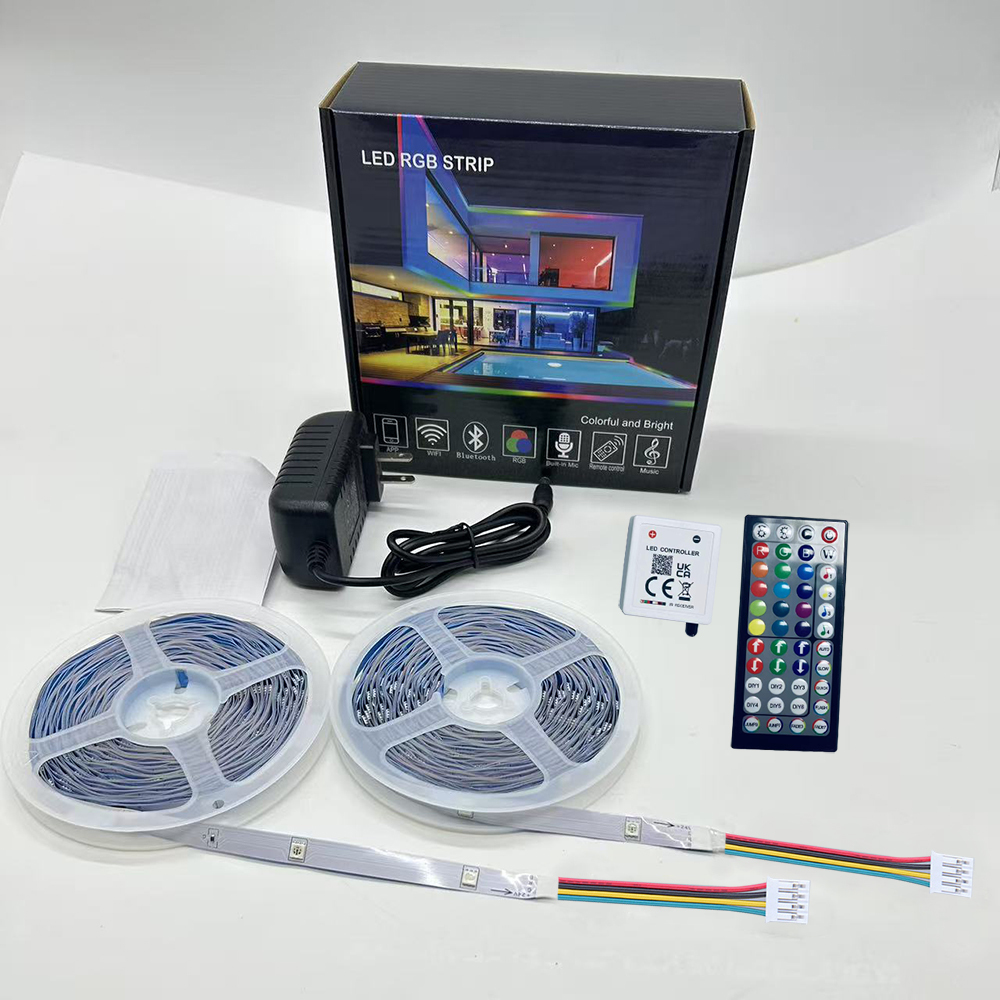 24V 100ft 30m Smart RGB Music LED Strip Light SMD 5050 for APP Control 44 Key Remote Copper Cuttable