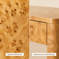 Bureau en bois de burl avec cascade de tiroirs et côtés en dalle, bureau moderne pour bureau à domicile, bureau contemporain en cascade pour maison et hôtel