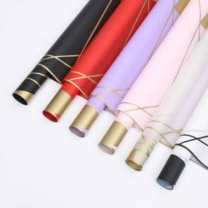2023 New Korean Style Waterproof Plastic Flower Wrapping <b>Paper</b> Geometry Line <b>Pattern</b> Printed Floral Wrap <b>Paper</b> - Product Image 1